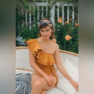 NWT Boamar Anthropologie Ginger Ruffled One-Piece Swimsuit